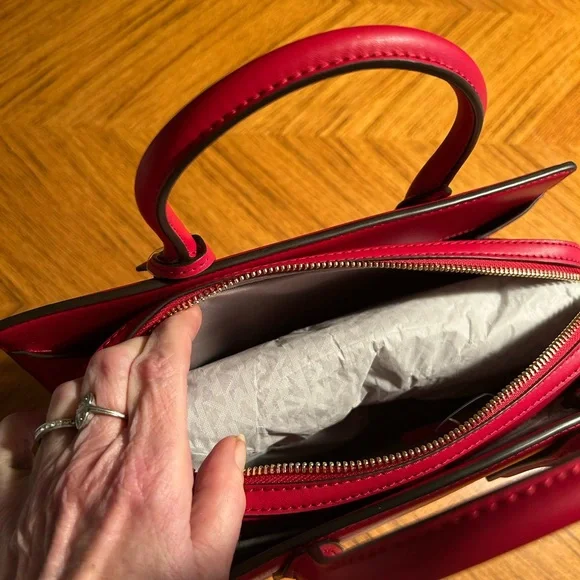 New Michael Kors Cherry Red Satchel - Picture 5 of 15